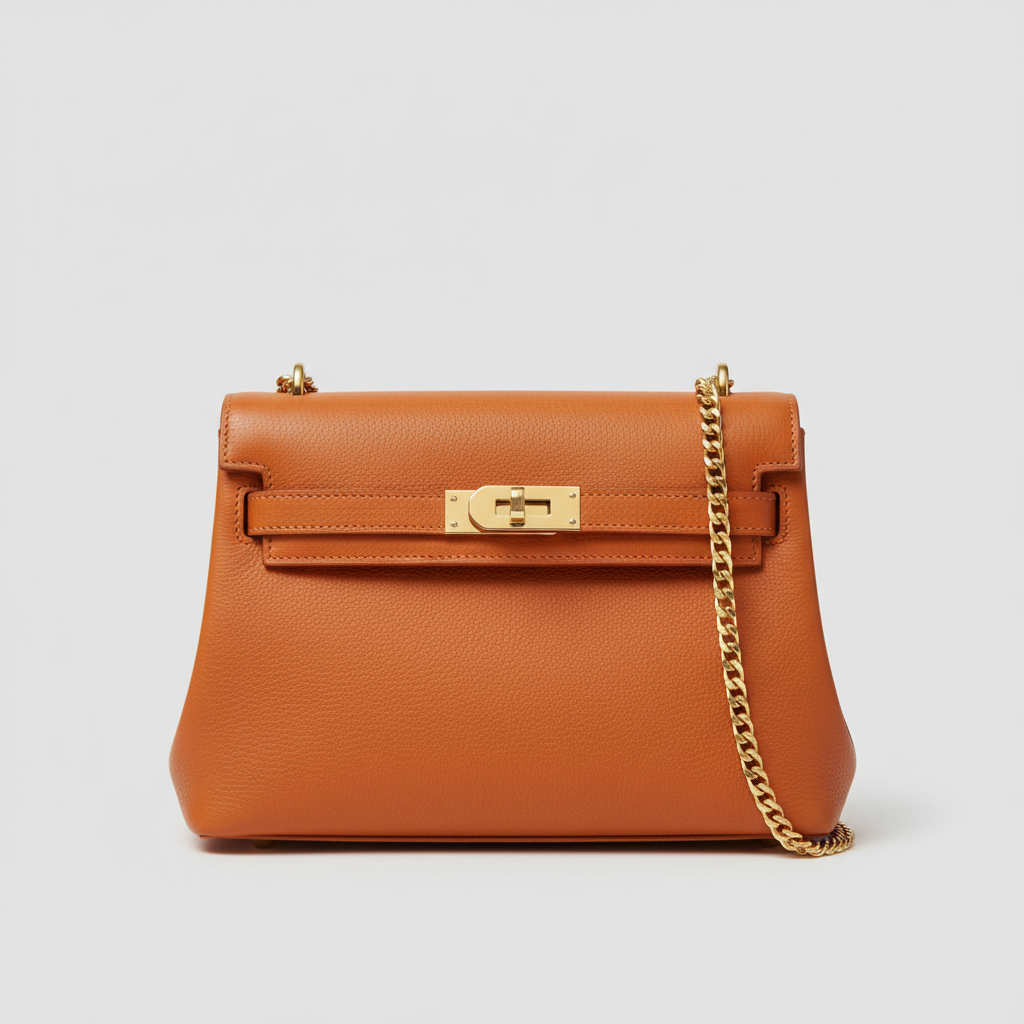 Timeless Charm luxury handbag in Sunset Orange - front view