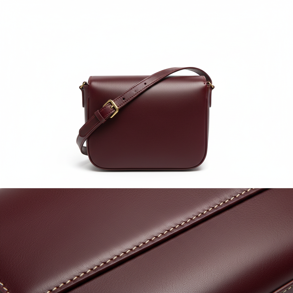 Daily Essentials Bag – Burgundy Wine – Leather Detail