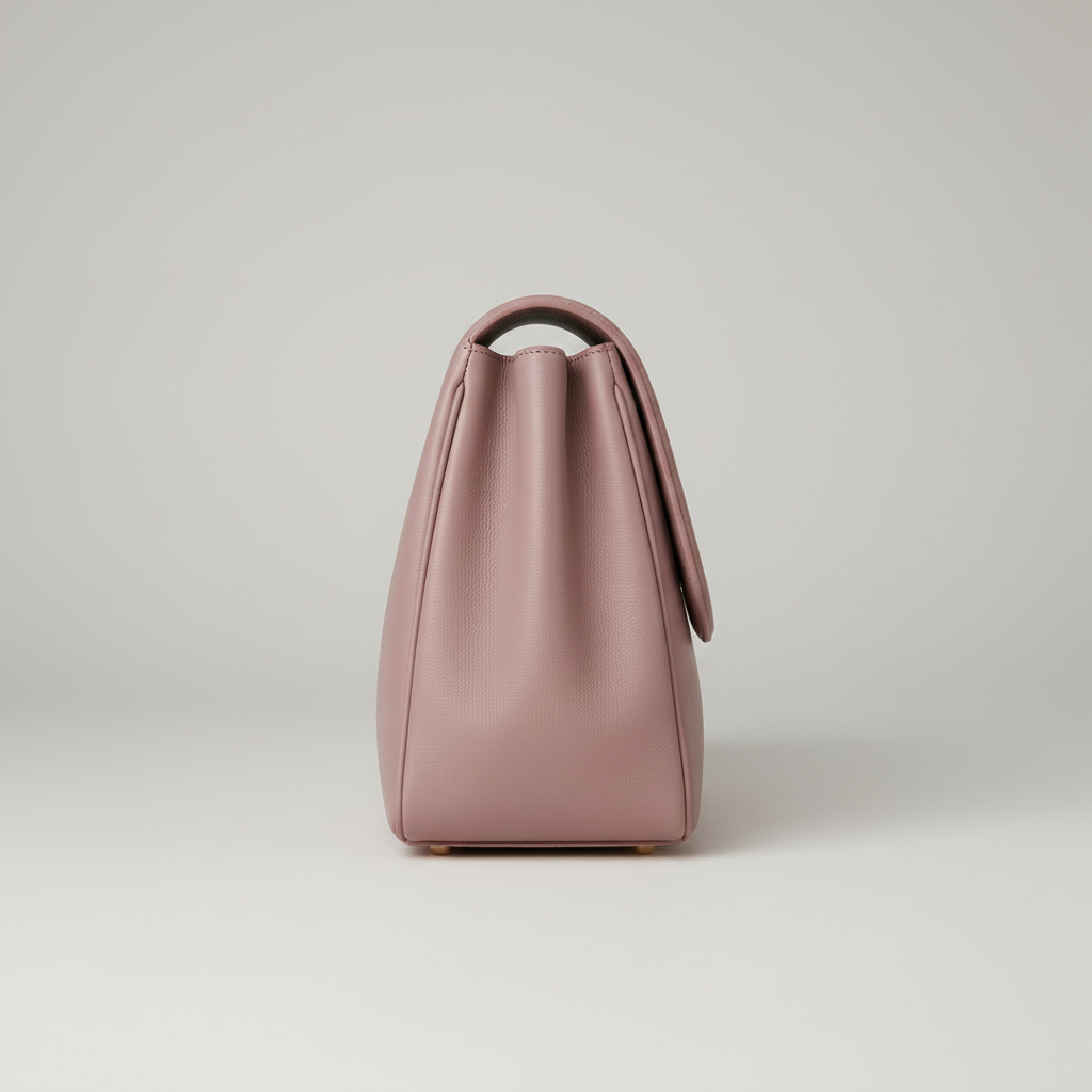 Velvet Grace luxury handbag in Rose Mauve - side view