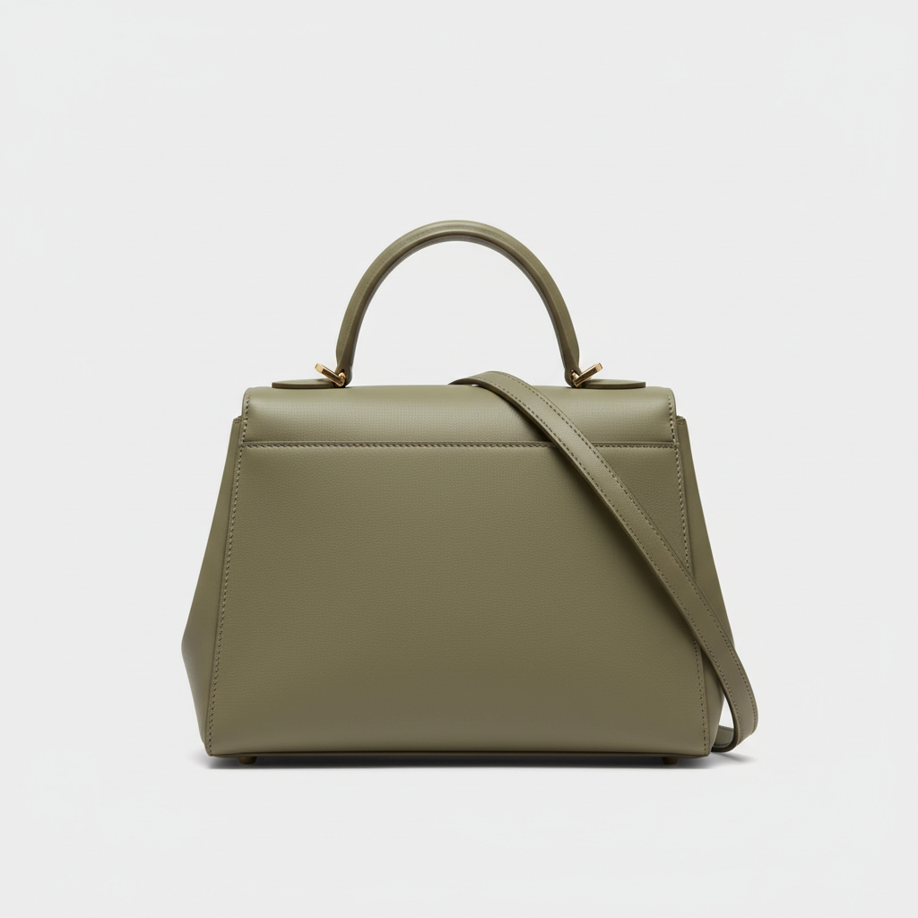 Refined Elegance luxury structured handbag in Sage Olive – front view