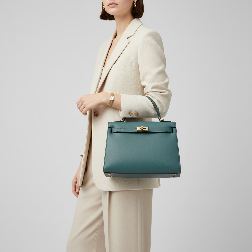 Female model carrying Urban Aura in Ocean Teal