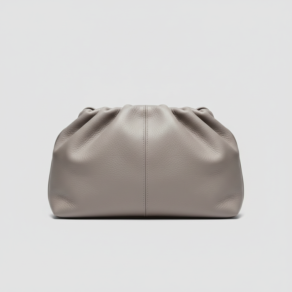 City Sleek Bag gathered tote in Lavender Grey – leather detail close-up