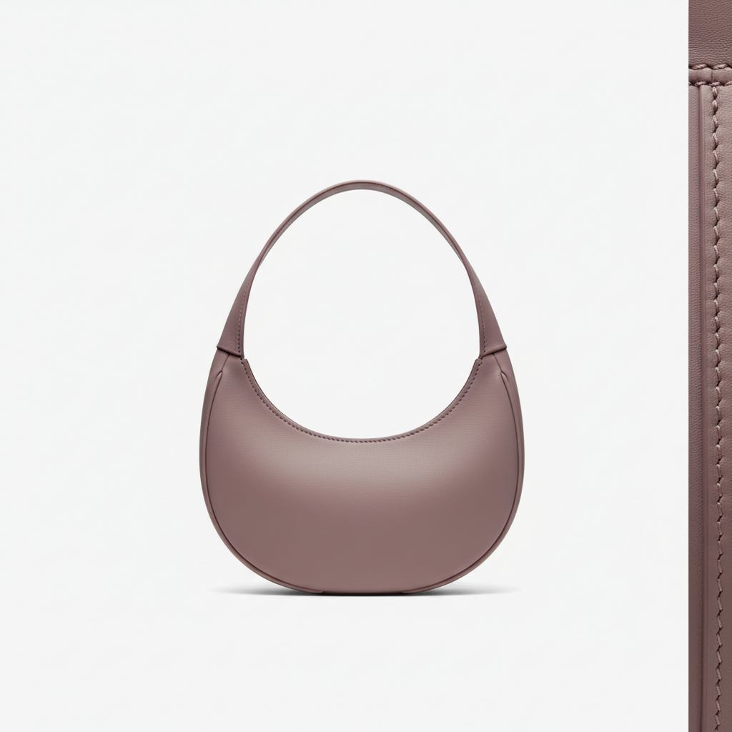 Minimalist Gather Bag – Dusty Mauve – Leather Detail