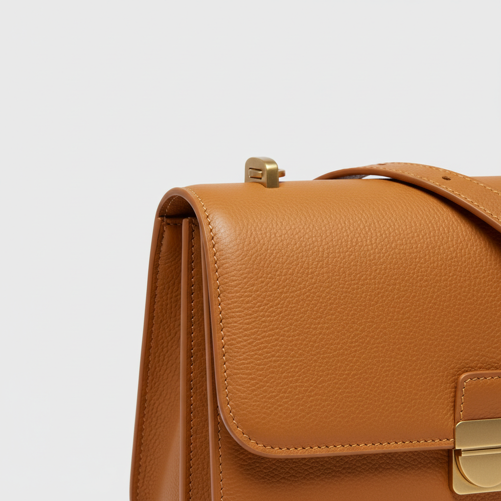 Luxe Harmony luxury shoulder bag in Amber Gold – leather detail close-up