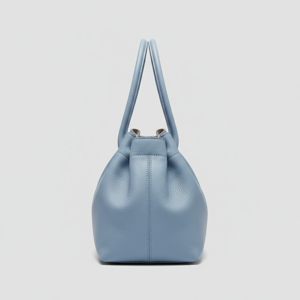 City Sleek Bag gathered tote in Sky Blue – side view