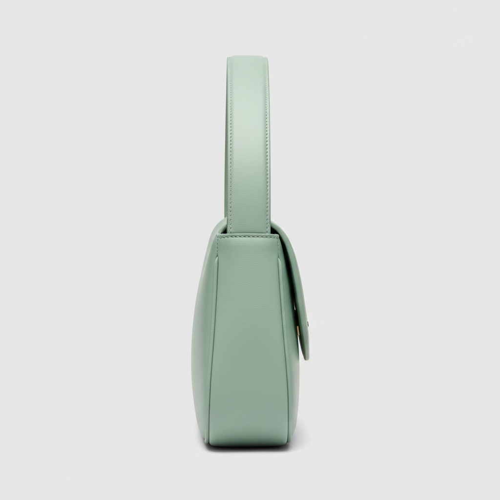 Serene Curve curved shoulder bag in Mint Green - side view