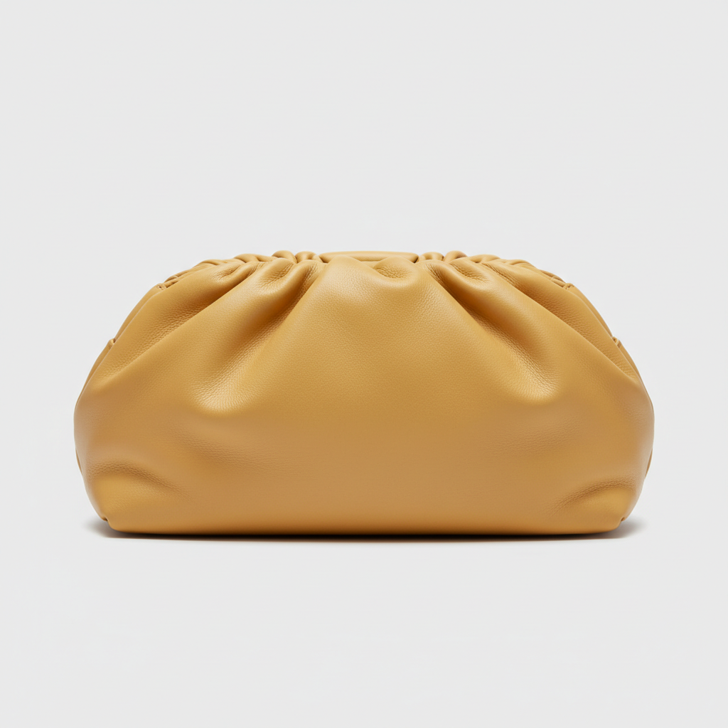 Blossom Pouch gathered leather bag in Butter Yellow - front view
