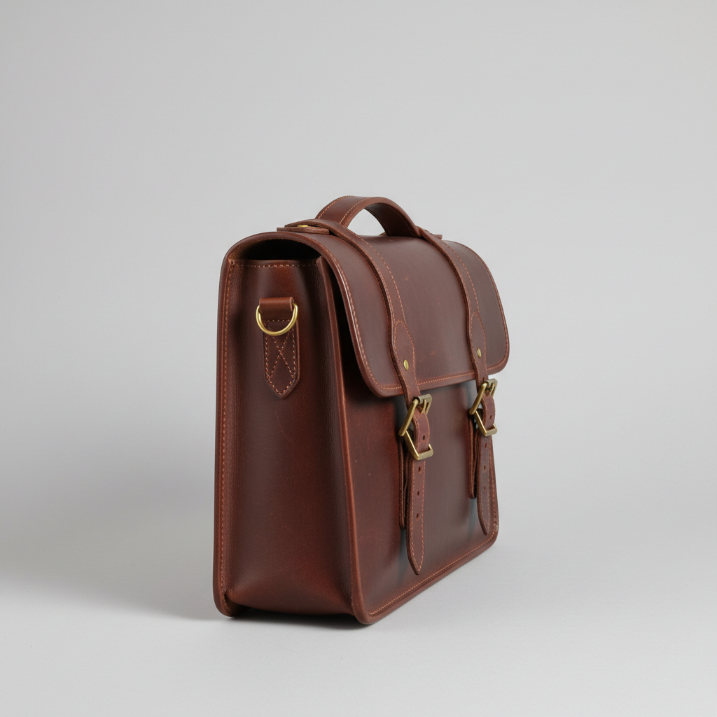 Vintage Satchel in Chocolate Brown – Side view