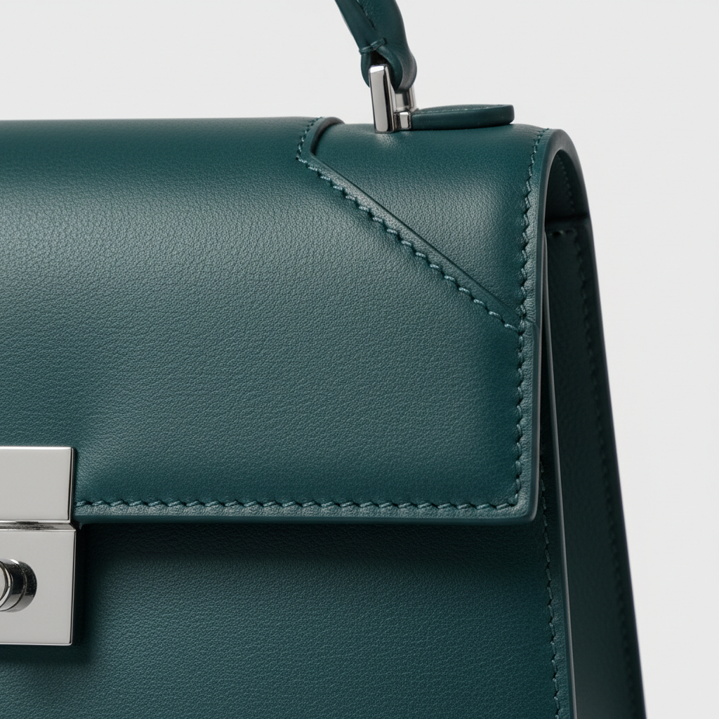 Urban Aura in Ocean Teal – Leather detail close-up