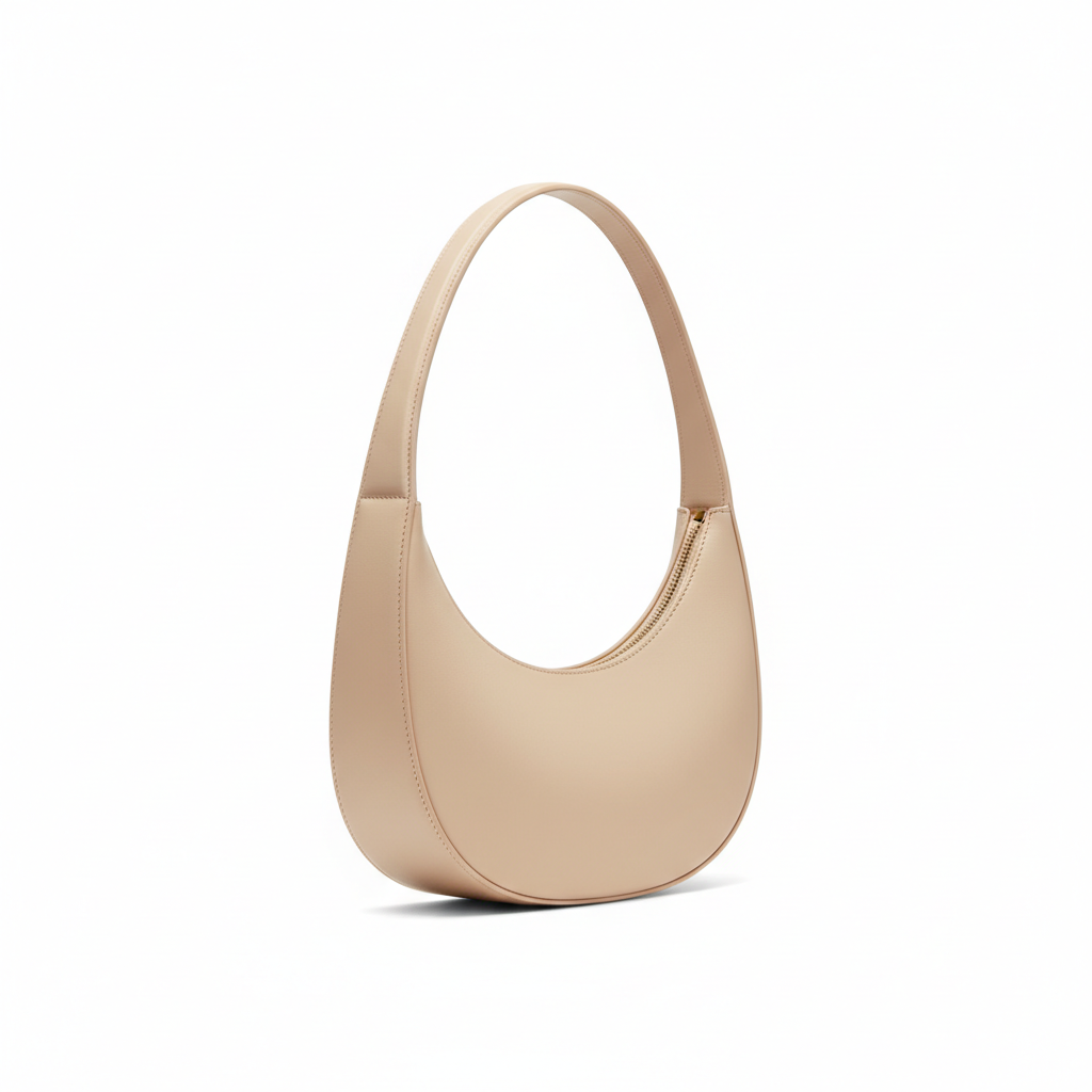 Minimalist Gather Bag – Pearl Beige – Side View