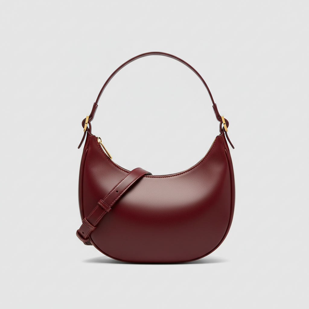 Graceful Gather crescent shoulder bag in Ruby Wine – hero view