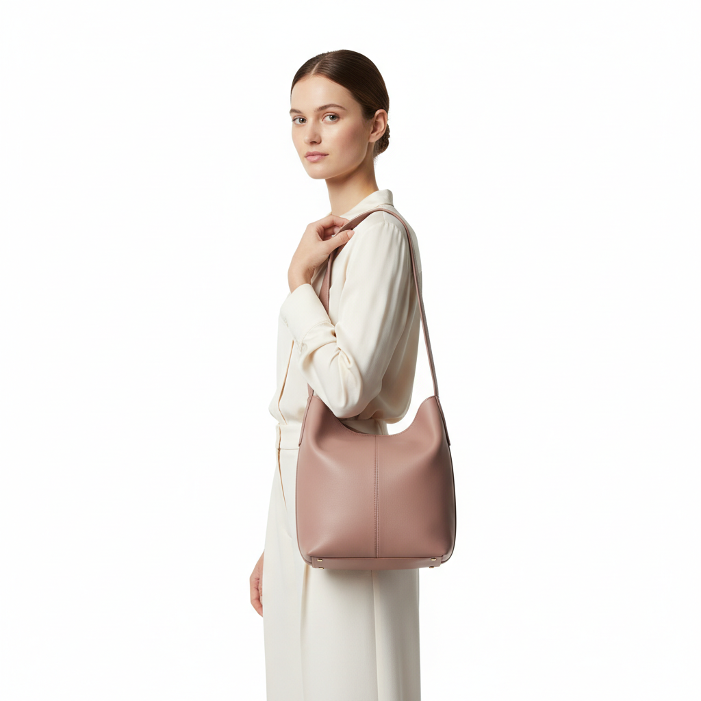 Soft Bucket Bag – Rose Mauve – Model