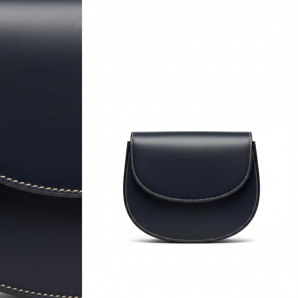 Everyday Saddle Bag – Midnight Indigo – Leather Detail
