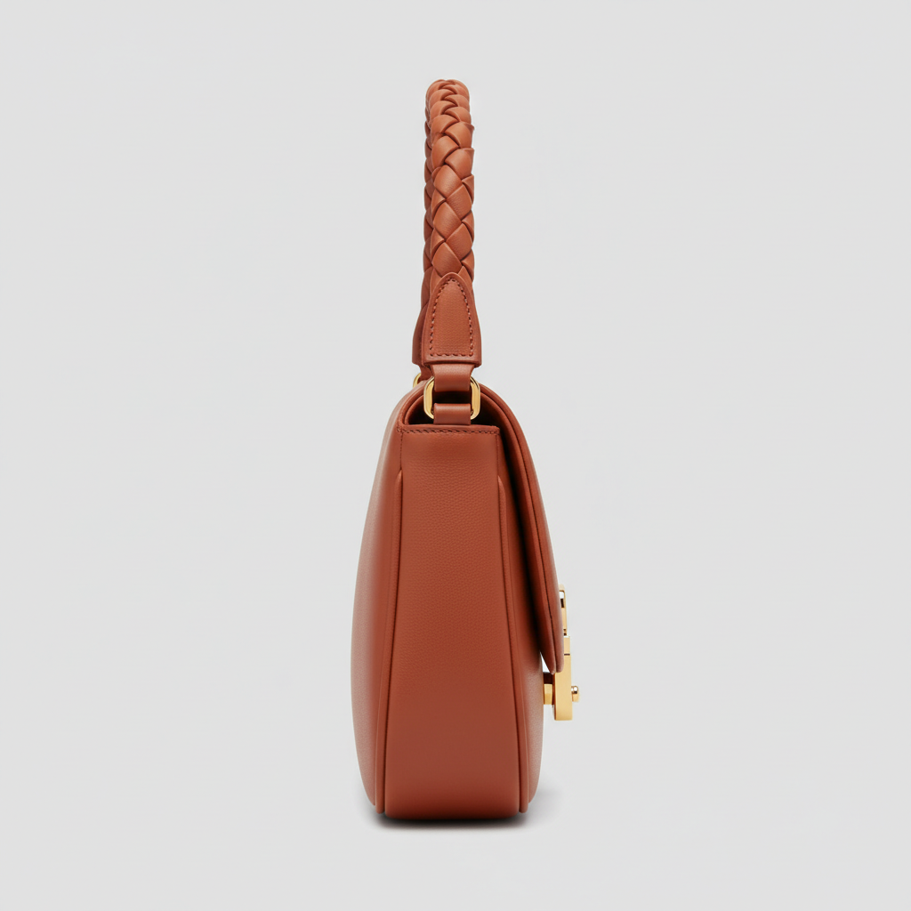 Luxe Harmony luxury shoulder bag in Terracotta Rust - side view
