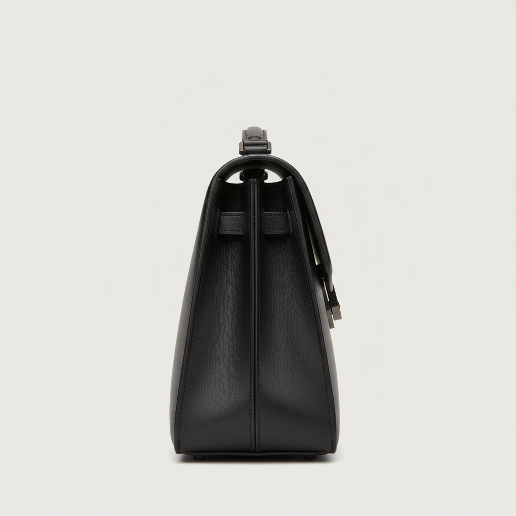 Refined Elegance luxury structured handbag in Midnight Black – side view