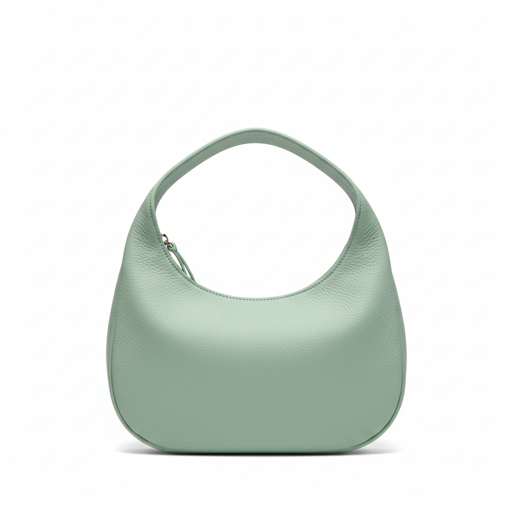 Crescent Hobo Bag – Mint Green – Front View