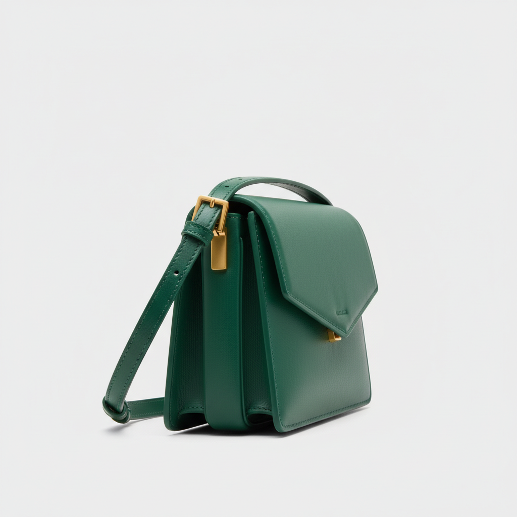 Sophisticated Knot shoulder bag in Emerald Green - side view