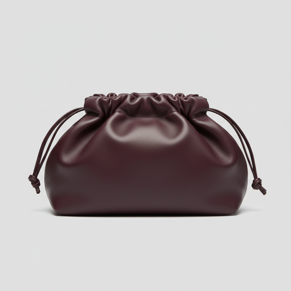 Blossom Pouch gathered leather bag in Deep Plum - hero view