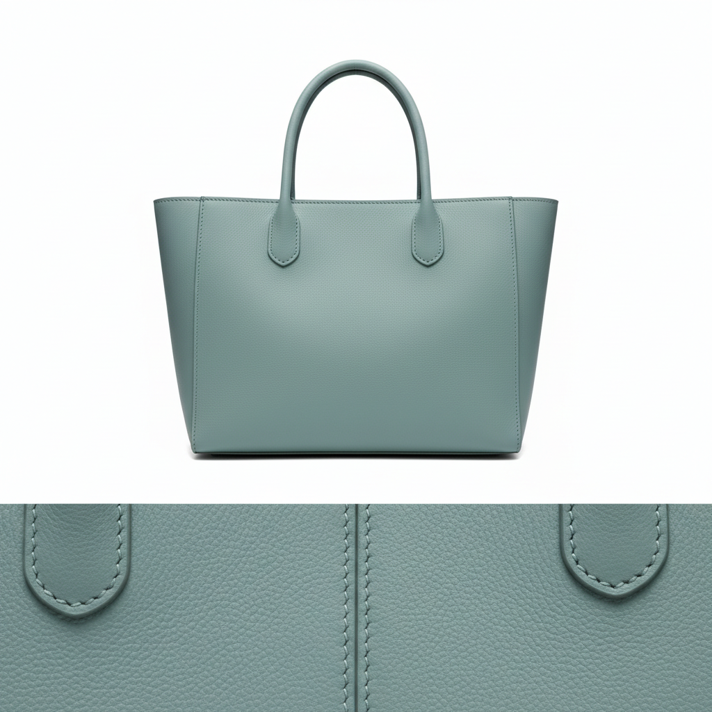 Urban Stylish Tote – Aqua Mist – Leather Detail