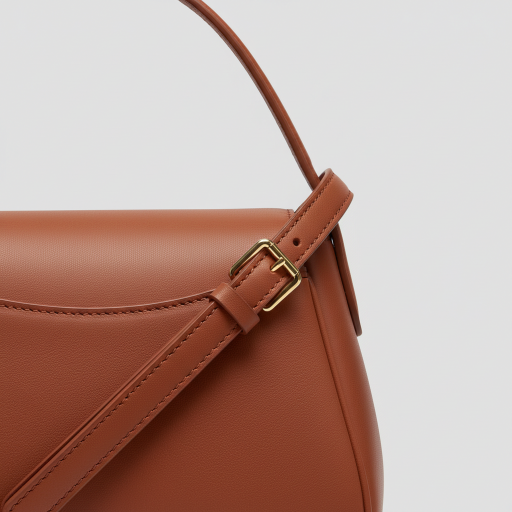 Luxe Harmony luxury shoulder bag in Terracotta Rust - leather detail close-up