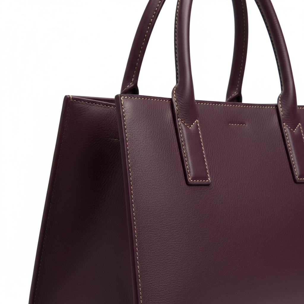 Urban Stylish Tote – Deep Plum – Leather Detail