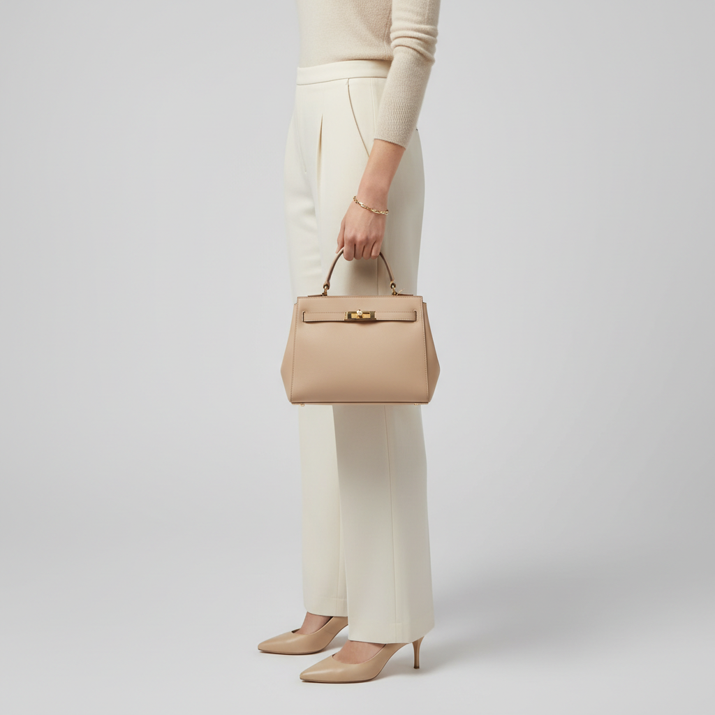 Female model carrying Urban Aura in Pearl Beige