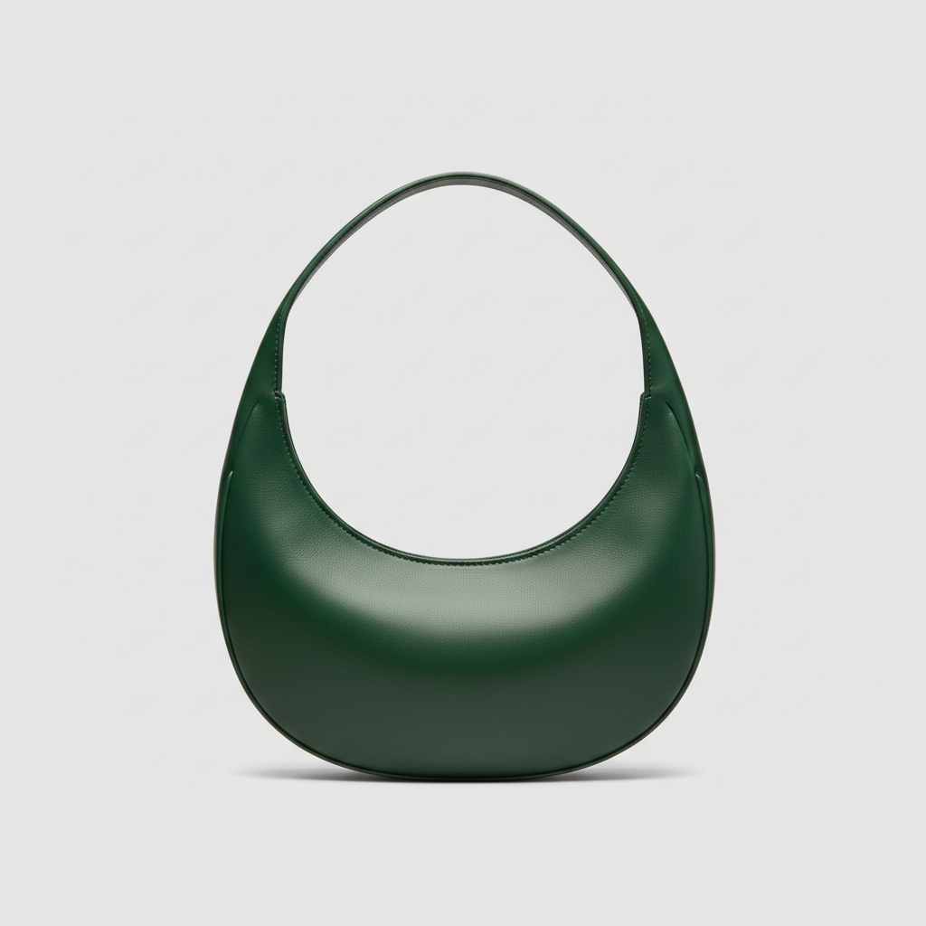 Graceful Gather crescent shoulder bag in Forest Emerald – hero view