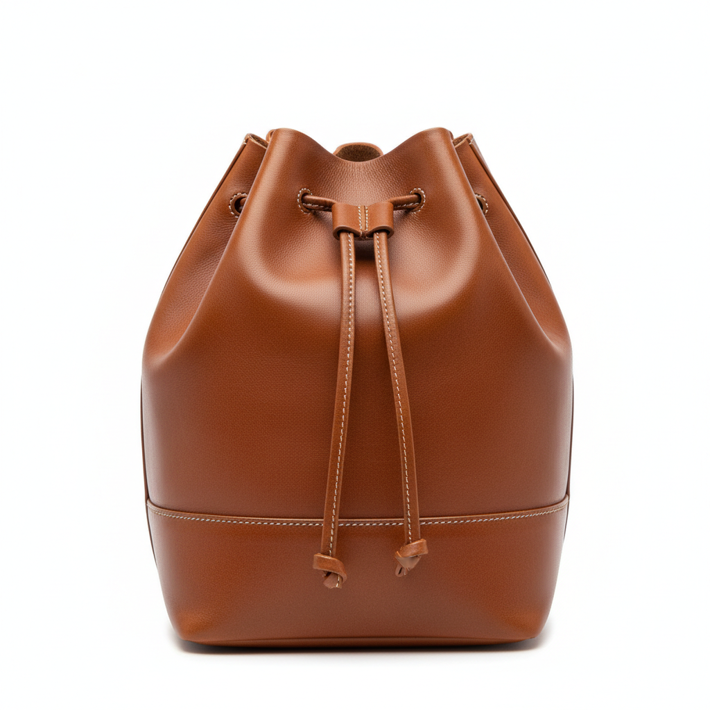 Soft Bucket Bag – Cinnamon Bronze – Leather Detail