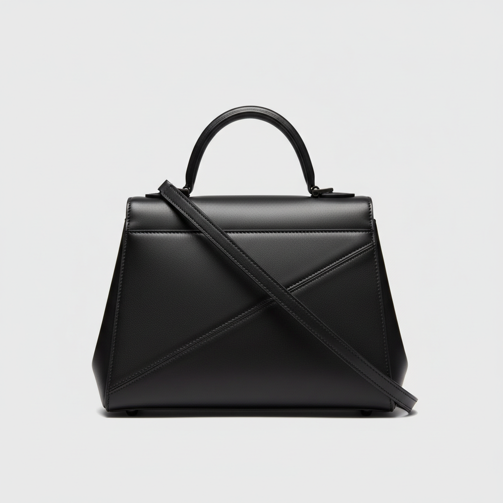 Refined Elegance luxury structured handbag in Midnight Black – front view