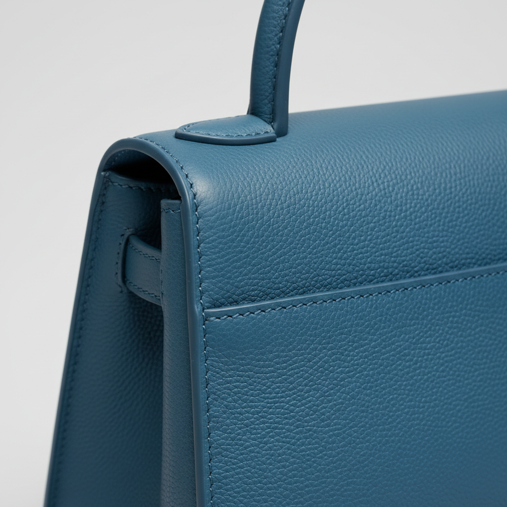 Eternal Grace luxury handbag in Ocean Blue – leather detail close-up