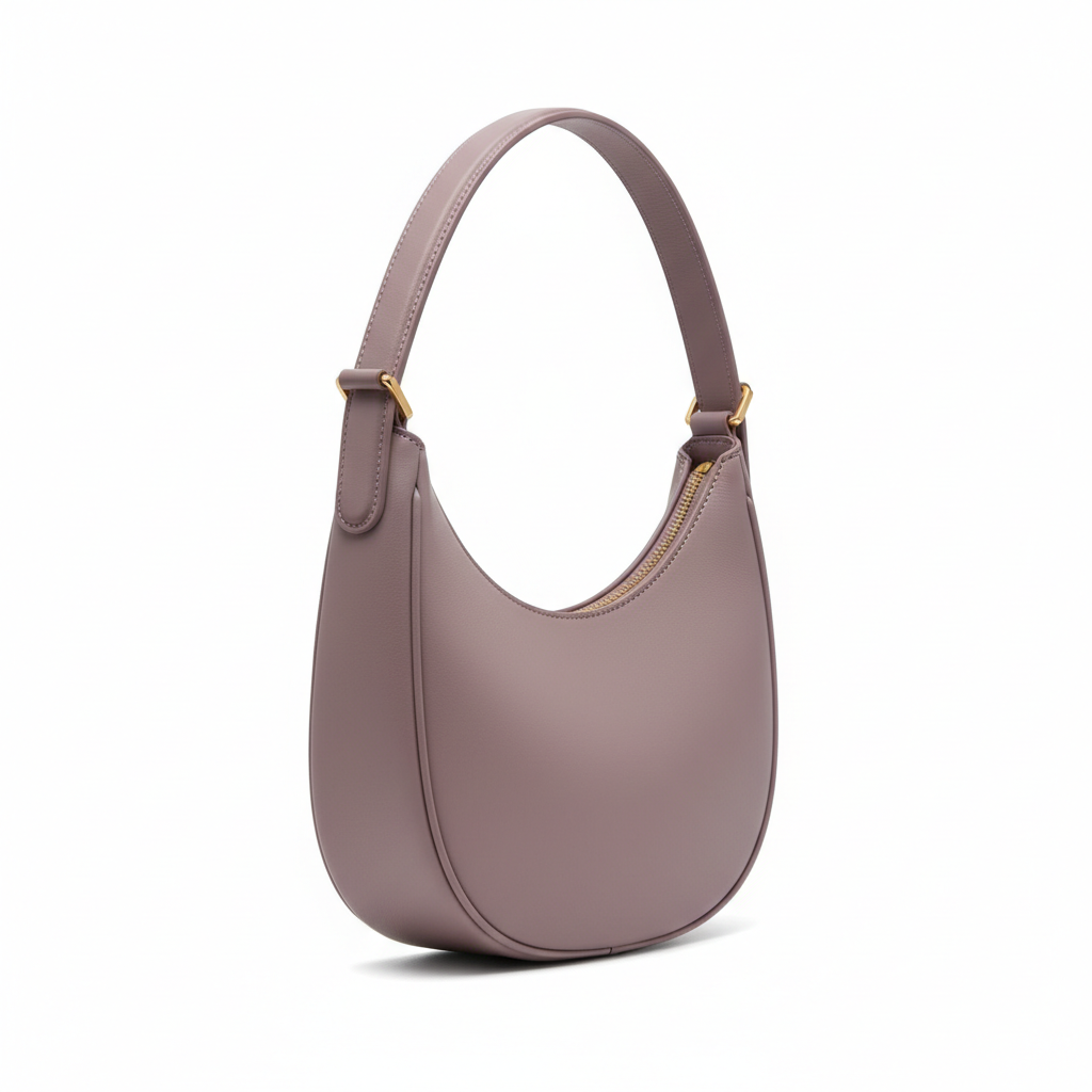 Minimalist Gather Bag – Dusty Mauve – Side View