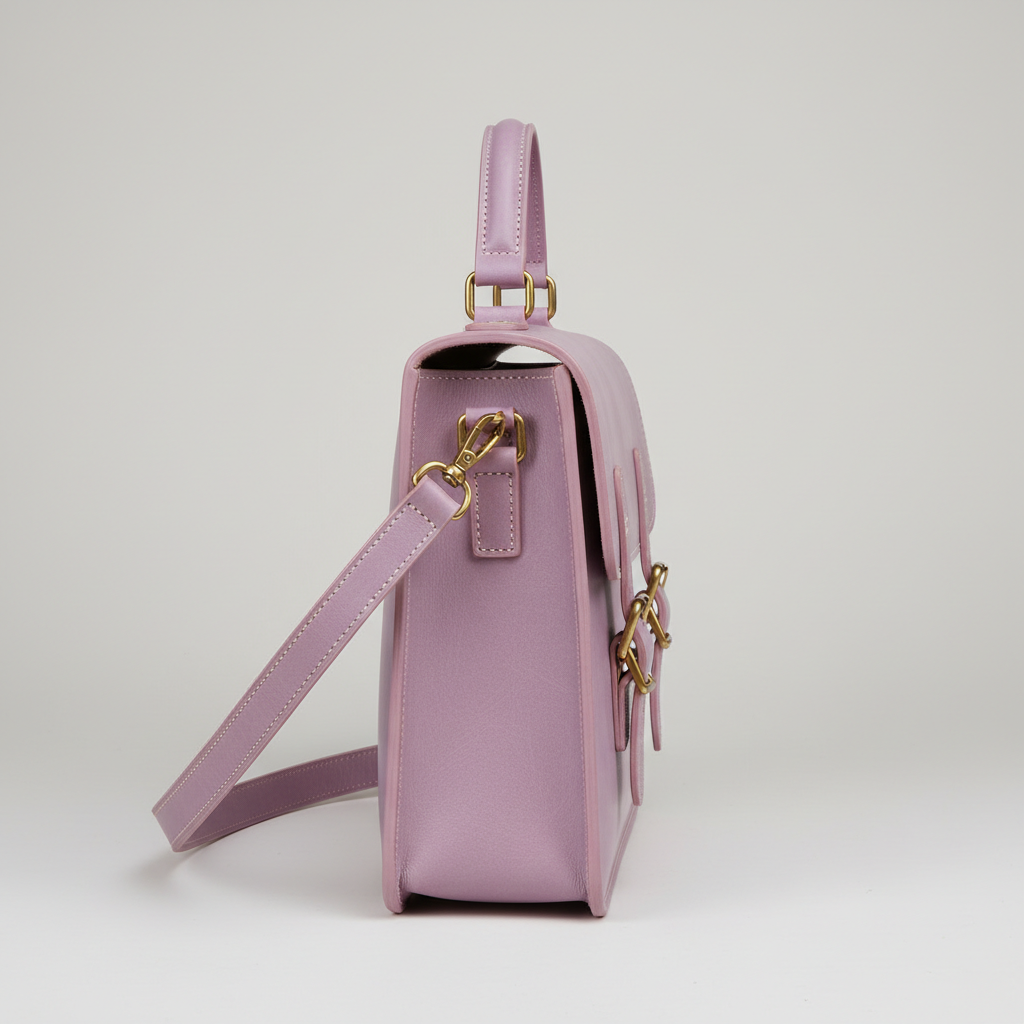 Vintage Satchel in Soft Lilac – Side view