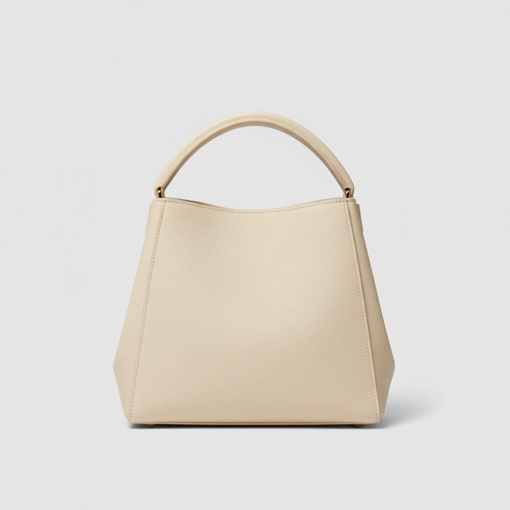 Contemporary Bloom luxury top handle handbag in Pearl Cream - front view