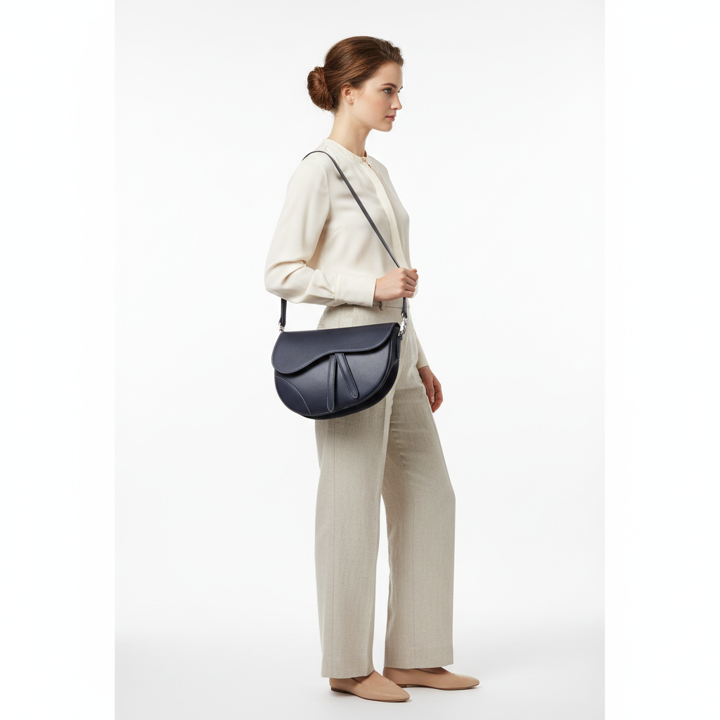 Everyday Saddle Bag – Midnight Indigo – Model