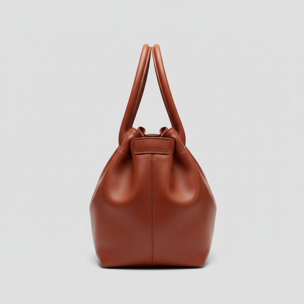 City Sleek Bag gathered tote in Terracotta Rust – side view