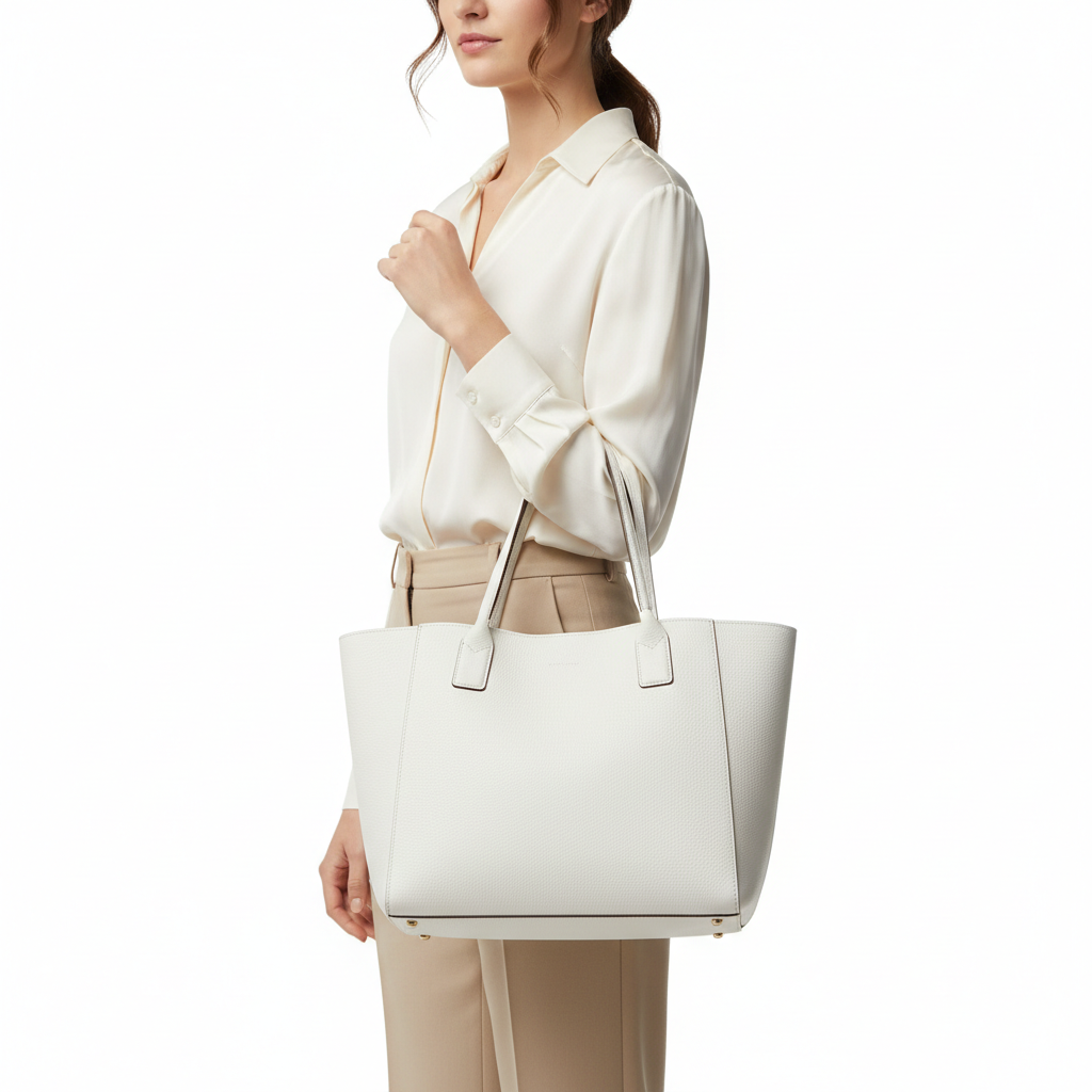 Everyday Shopper Tote – Frost White – Model