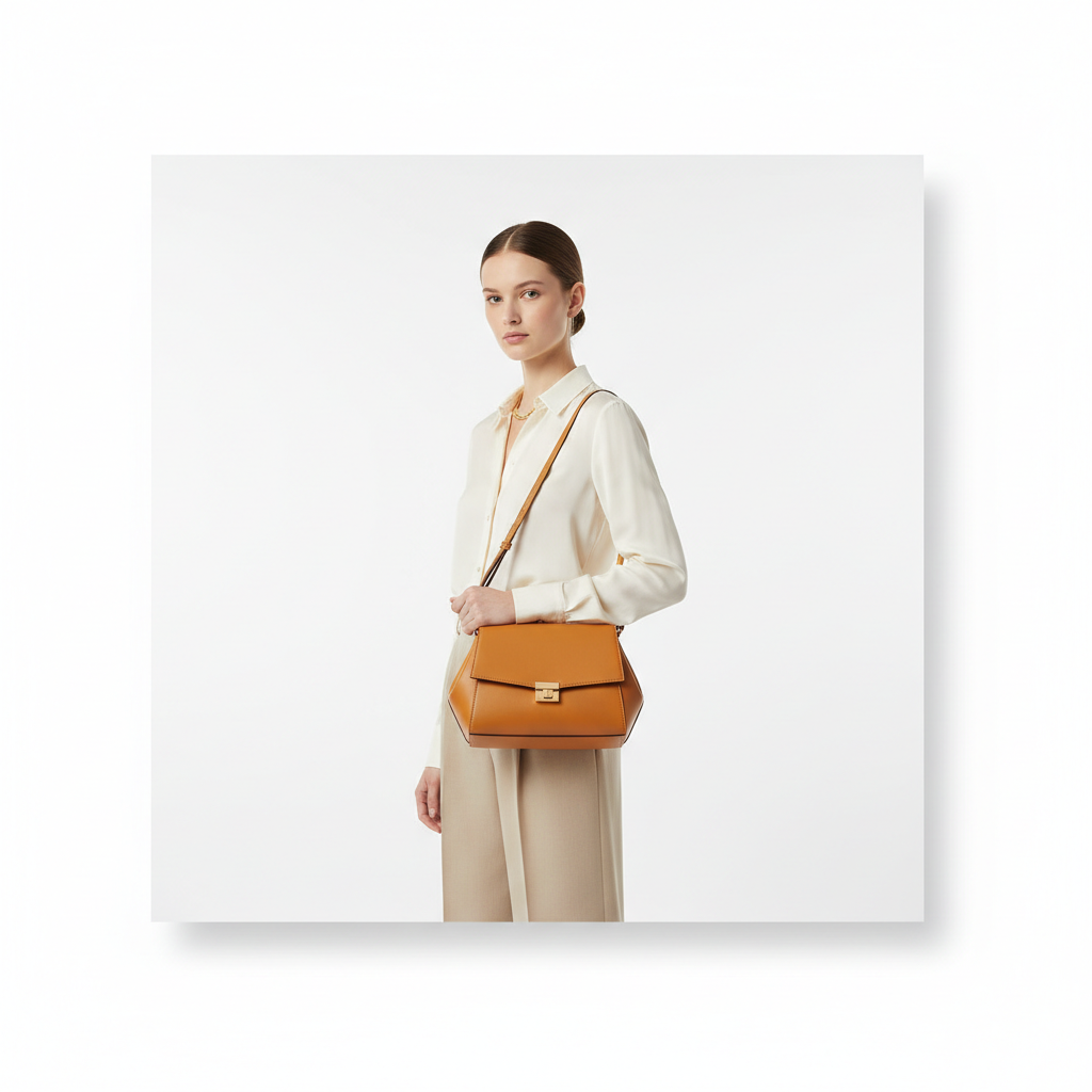 Modern Pouch Bag – Amber Gold – Model