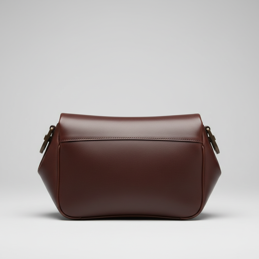 Classic Carry sculptural leather handbag in Chocolate Brown - front view