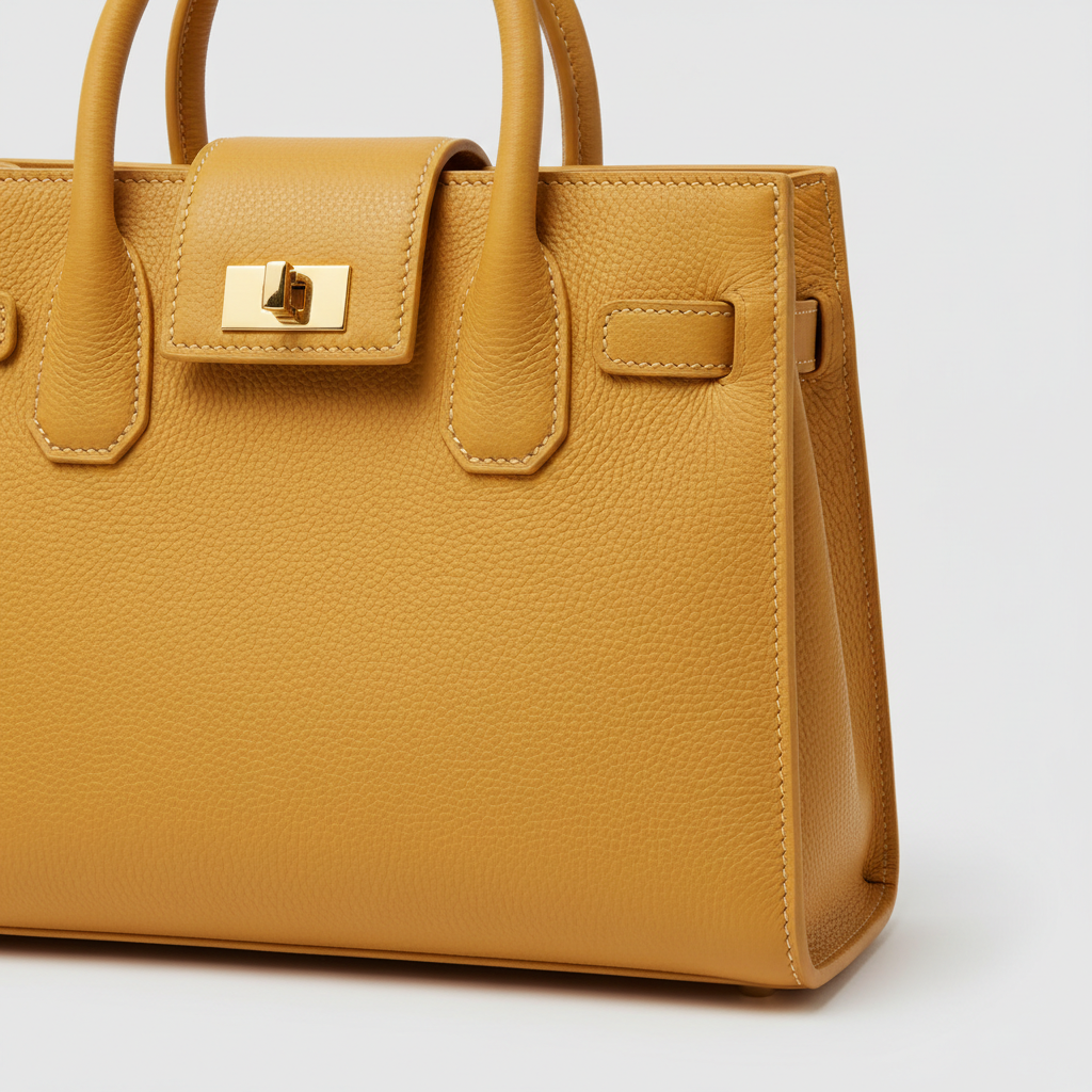 Classic Carry in Butter Yellow – Leather detail close-up