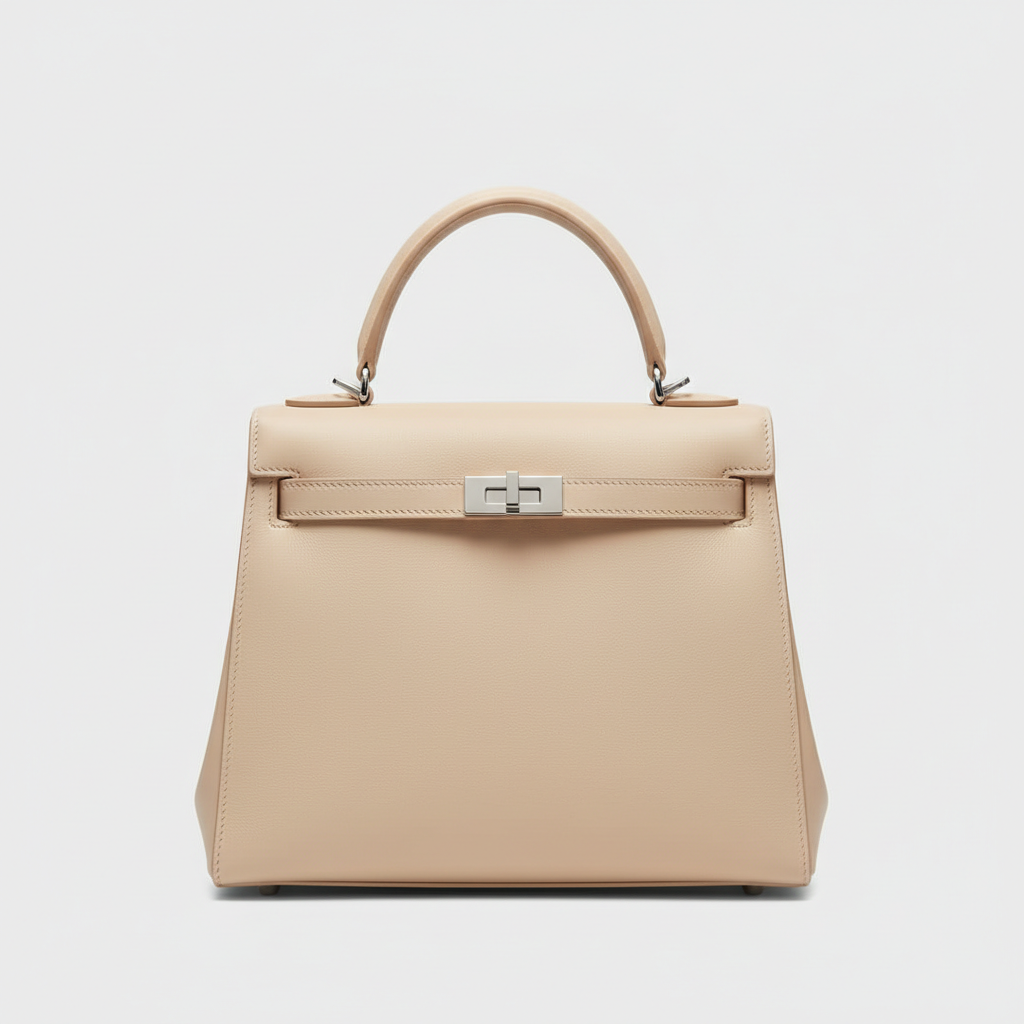 Refined Elegance luxury structured handbag in Pearl Beige – front view