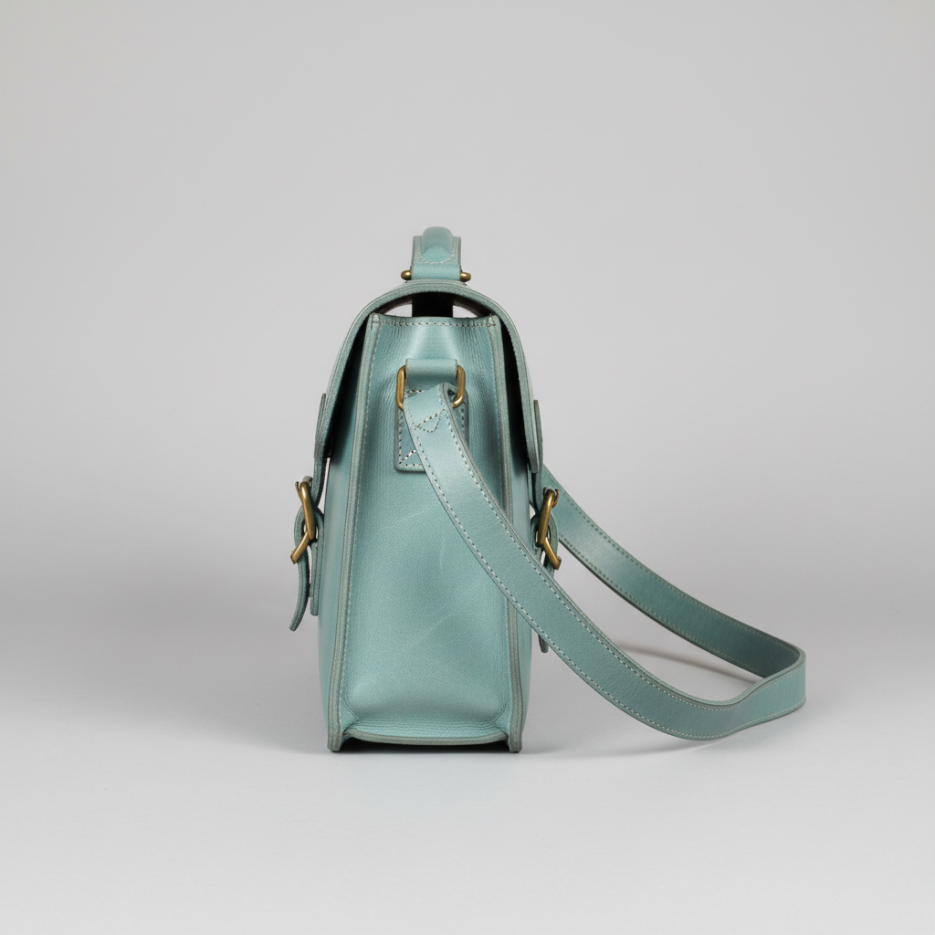 Vintage Satchel in Aqua Mist – Side view
