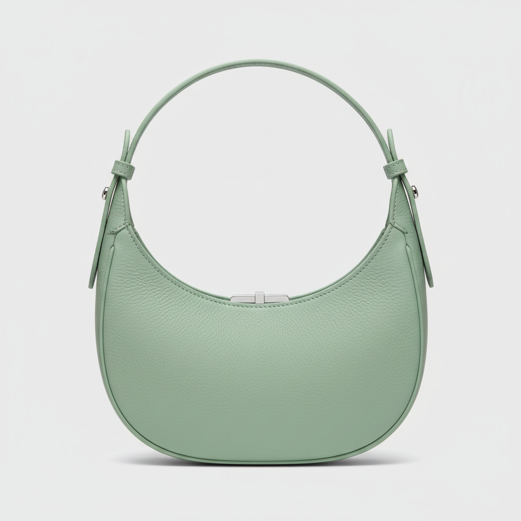 Serene Curve curved shoulder bag in Mint Green - front view