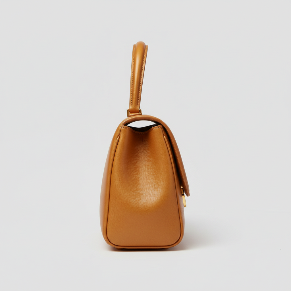Velvet Grace luxury handbag in Amber Gold - side view