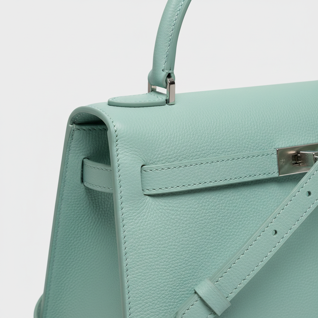 Classic Carry in Ocean Mint – Leather detail close-up