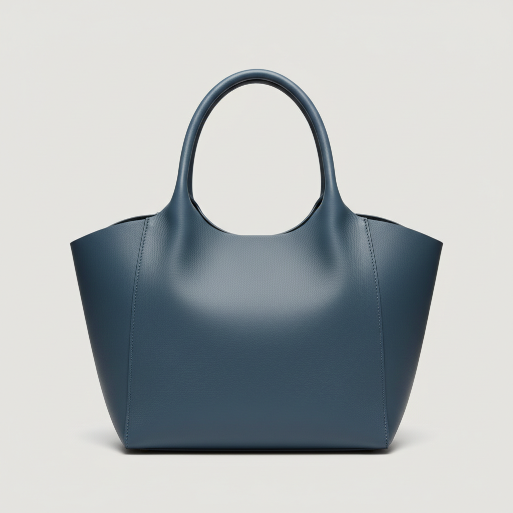 Graceful Carry premium leather tote bag in Ocean Blue - front view