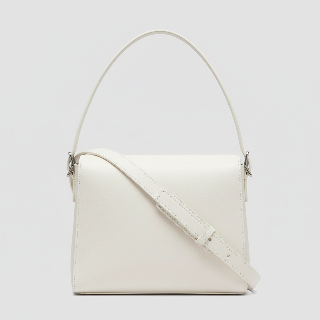 Sophisticated Knot shoulder bag in Frost White - front view