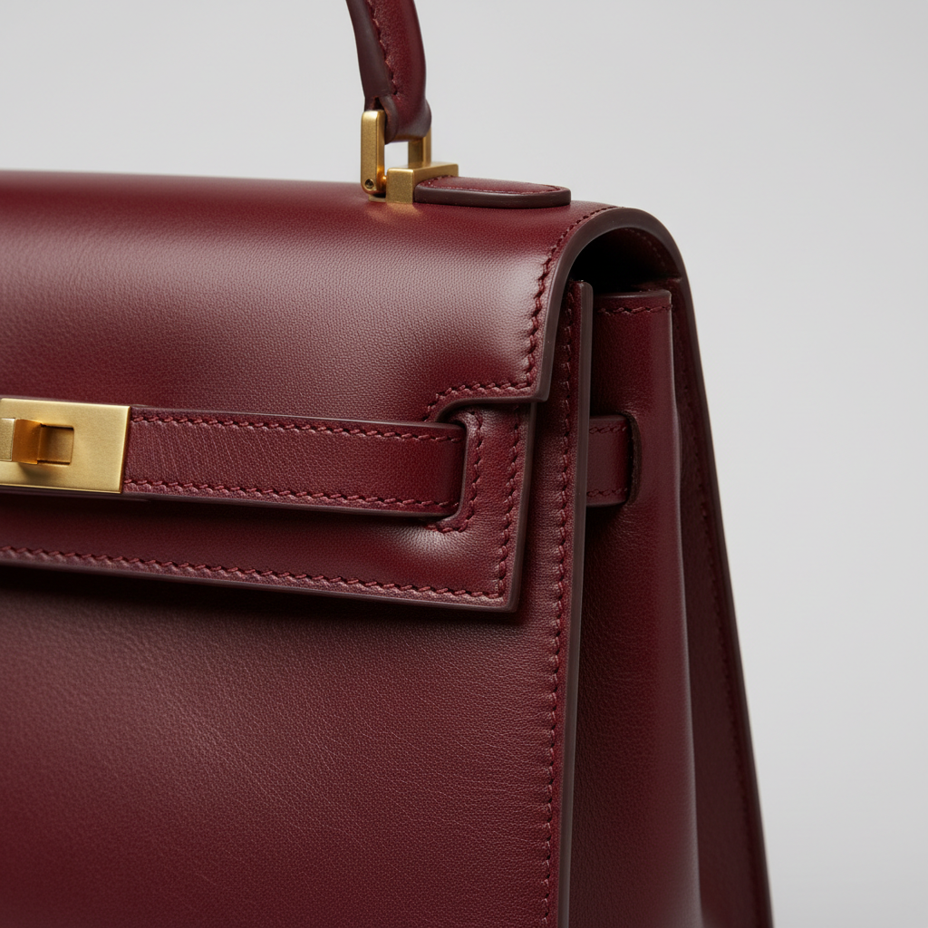 Urban Aura in Ruby Wine – Leather detail close-up