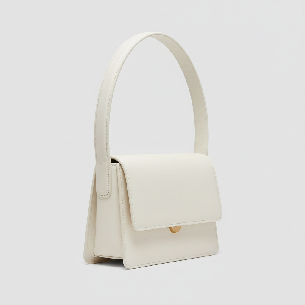 Sophisticated Knot shoulder bag in Frost White - side view