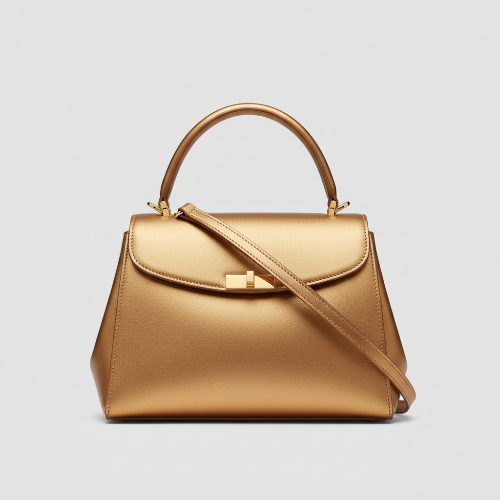 Velvet Grace luxury handbag in Amber Gold - front view