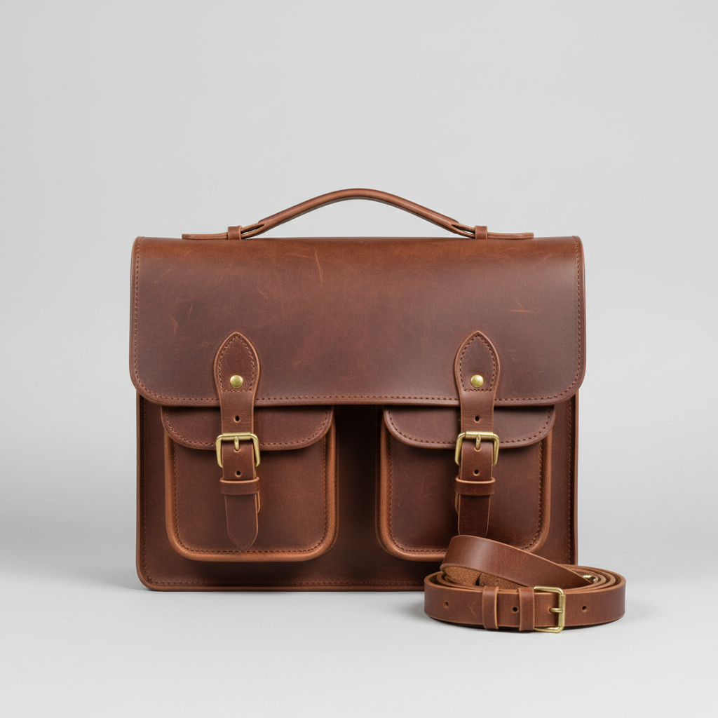 Vintage Satchel in Chocolate Brown – Front view
